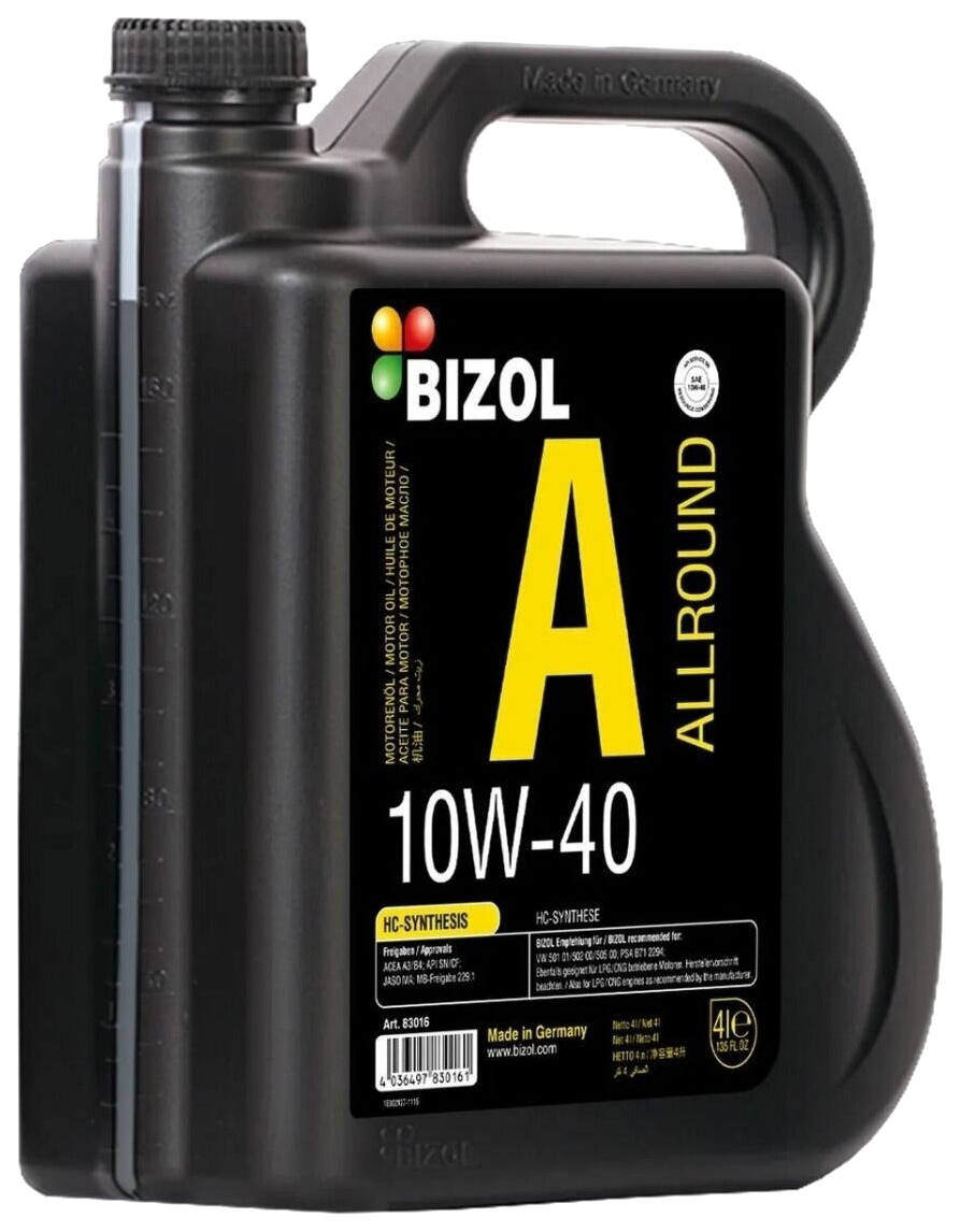 

Моторное масло BIZOL Allround Acea A3/B3 Api Sn/Cf синтетическое 10W40 4л