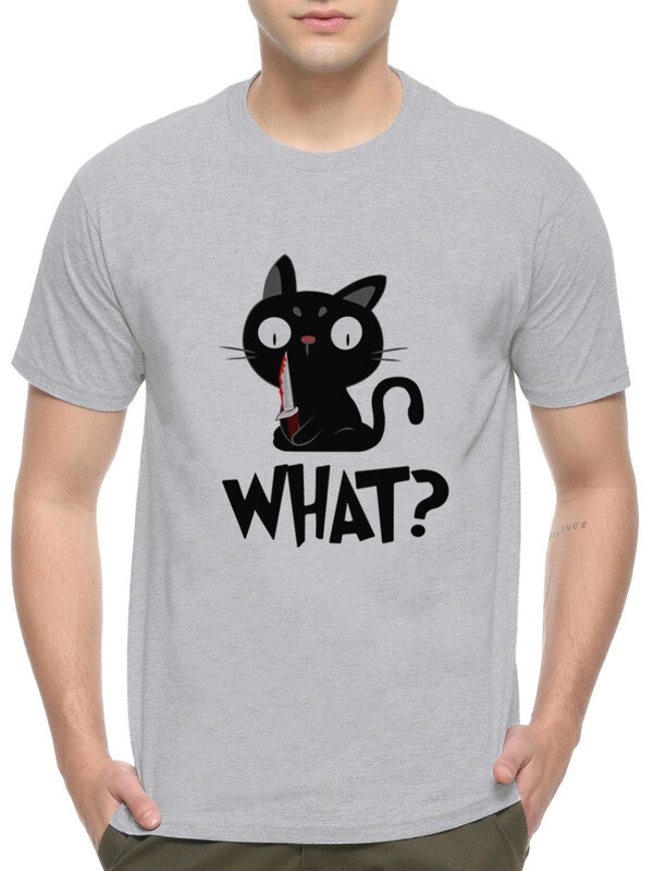 

Футболка мужская DreamShirts Studio Котик убийца с ножом WHAT CAT-753015-2 серая S, Серый, Котик убийца с ножом WHAT CAT-753015-2