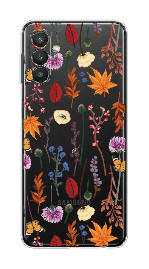 

Чехол на Samsung Galaxy A13 5G/A04s "Orange Purple flowers", Оранжевый;красный;розовый;желтый;прозрачный, 2104150-1