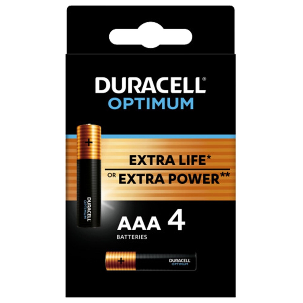 Батарейки Duracell Optimum щелочные AAA, 4 шт. батарейки duracell optimum aaa 8 шт