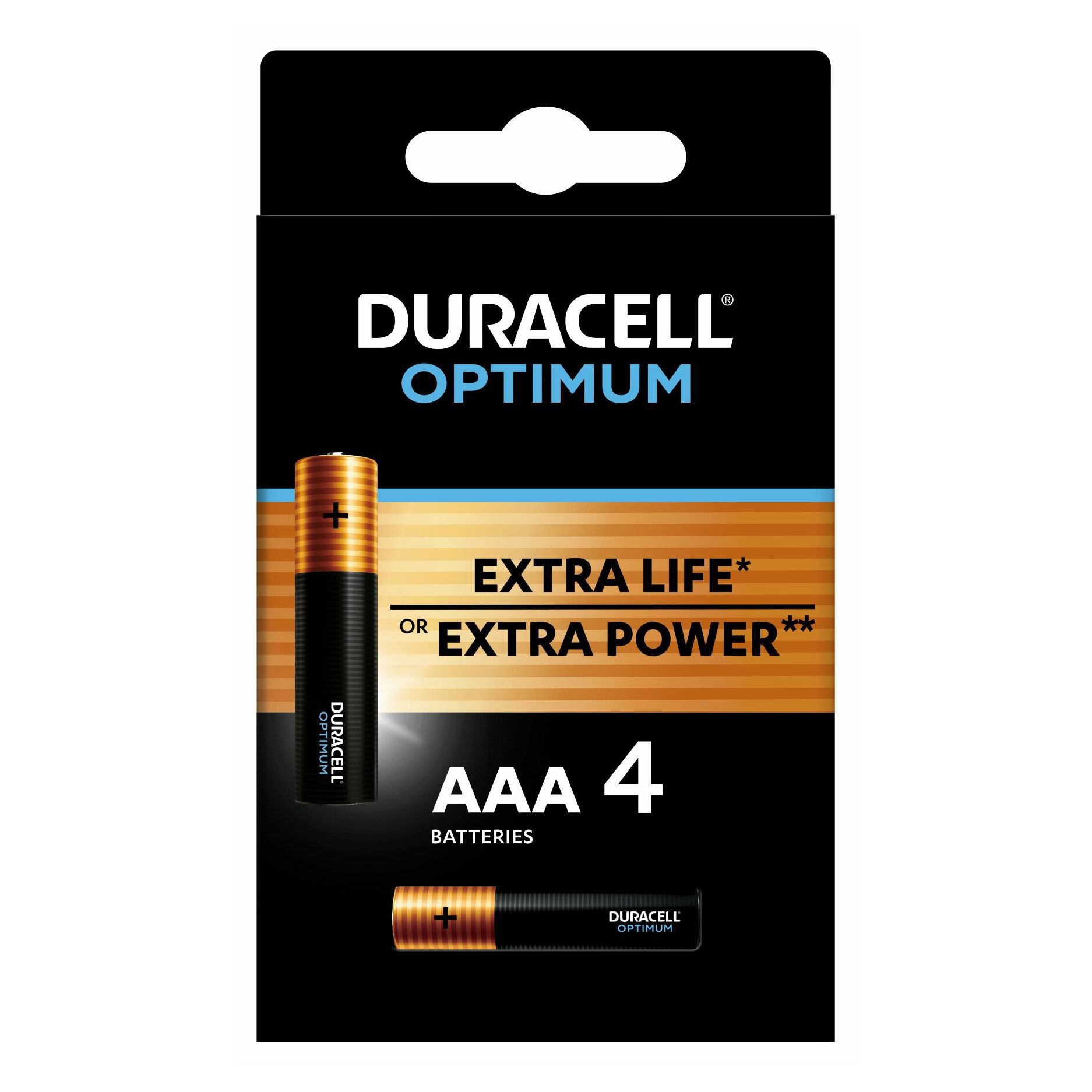 Батарейки Duracell Optimum щелочные AAA, 4 шт.