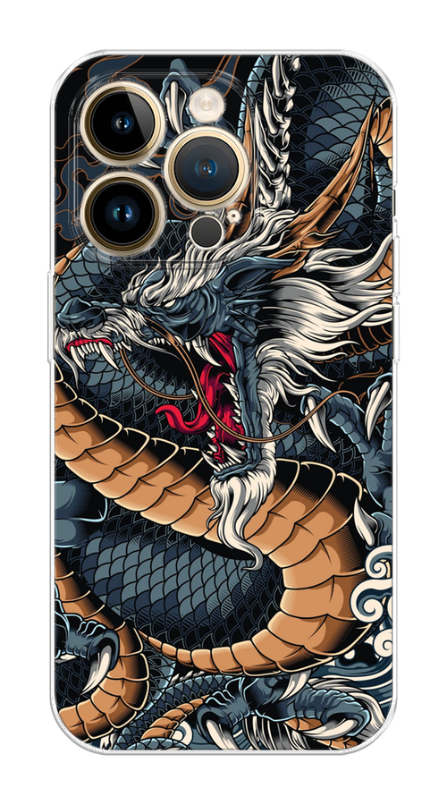 

Чехол на Apple iPhone 14 Pro Max "Japanese Dragon", Коричневый;черный;синий, 15050-1