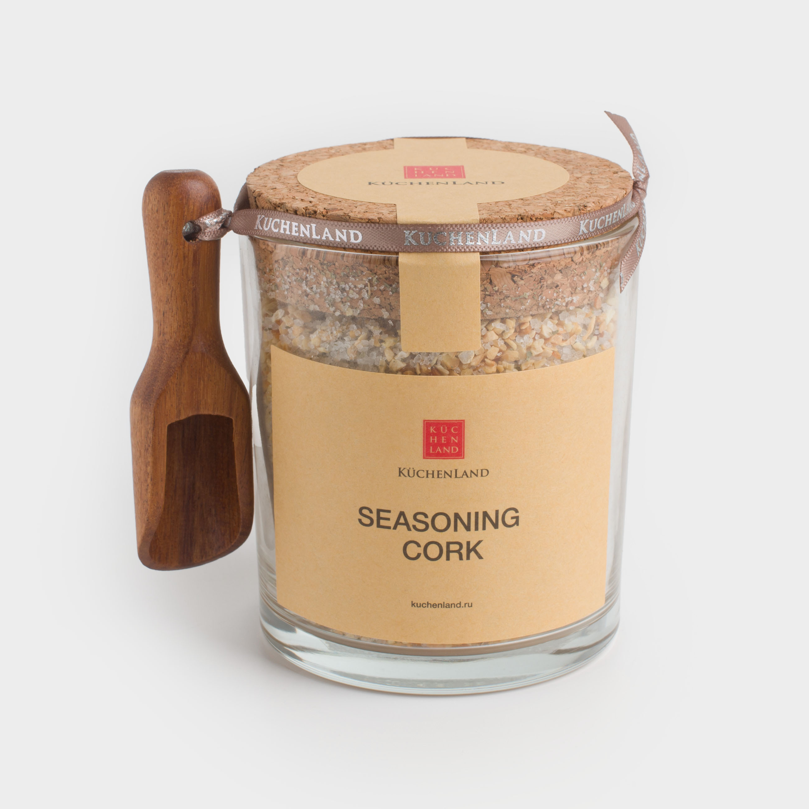 

Емкость для специй 8 см с наполнением с ложкой стекло/пробка Соль травы Seasoning cork, Золотистый