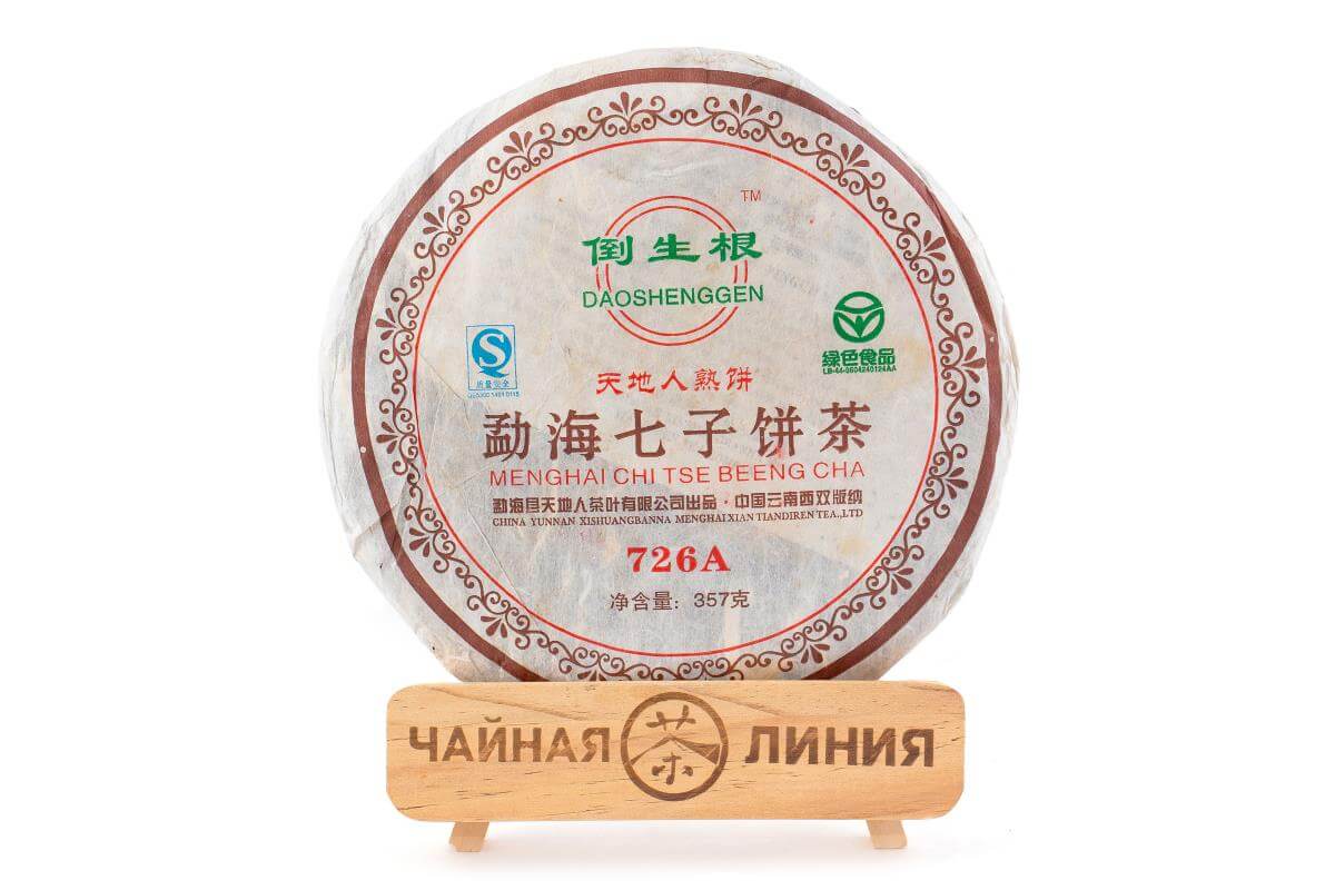 

Шу пуэр 2008 г. «726А цицзы бинча из Мэнхай» завода «Тяньдижэнь» 357 г