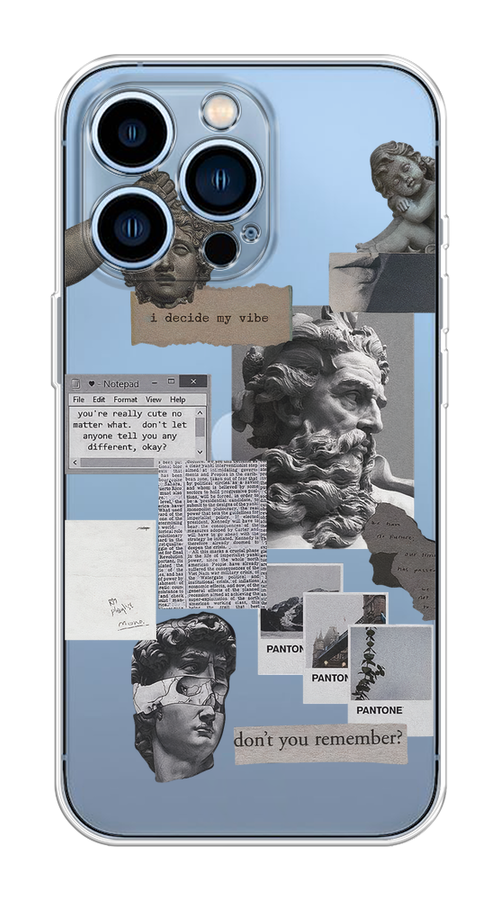 

Чехол на Apple iPhone 13 Pro "Коллаж греческие скульптуры", Бежевый;серый, 14350-1