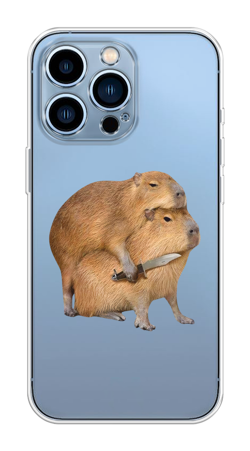 

Чехол на Apple iPhone 13 Pro "Капибара с ножом", Бежевый, 14350-1