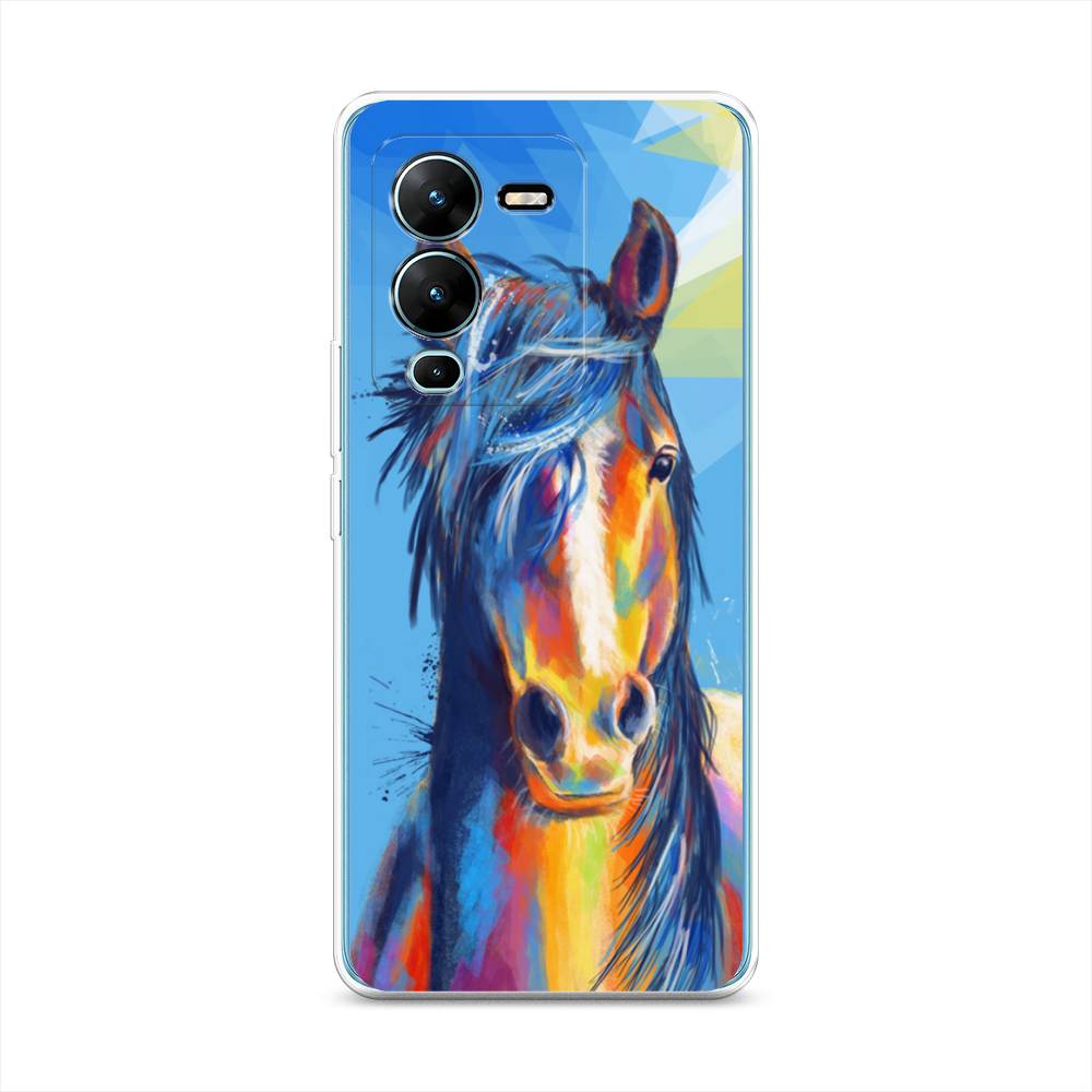 

Чехол для Vivo V25 Pro 5G "Лошадь арт 3", Голубой;желтый;синий, 267450-1