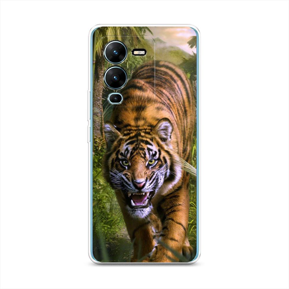 

Чехол для Vivo V25 Pro 5G "Тигр в джунглях 2", Оранжевый;зеленый, 267450-1