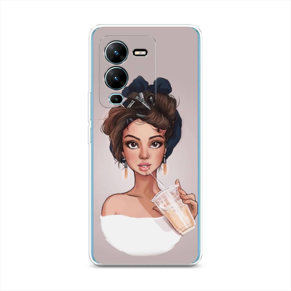 

Чехол на Vivo V25 Pro 5G "Девушка с фраппе", Серый, 267450-6