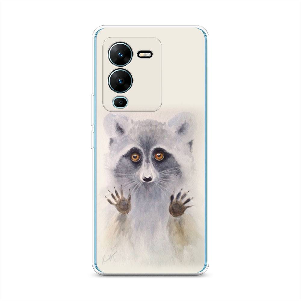 

Чехол на Vivo V25 Pro 5G "Енот за стеклом", Бежевый;серый, 267450-4