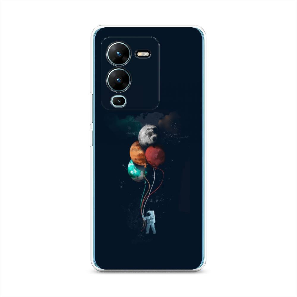 

Чехол на Vivo V25 Pro 5G "Космонавт с шариками", Разноцветный, 267450-4