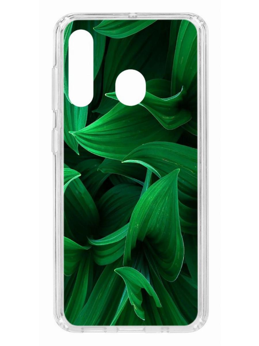 

Чехол на Samsung Galaxy A60 2019 Kruche Print Grass, Прозрачный;зеленый