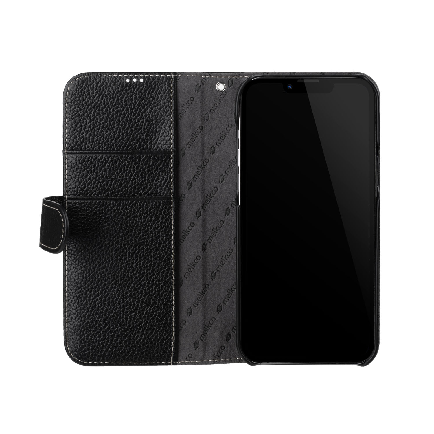 фото Кожаный чехол книжка melkco для apple iphone 14 pro max (6.7") - wallet book type, черный
