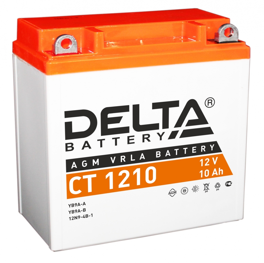 

Аккумулятор д/мото/скутера Delta CT1210 12V 10 А/ч 100 А пр.пол. YB9A-A, YB9-B, 12N9-4B-1