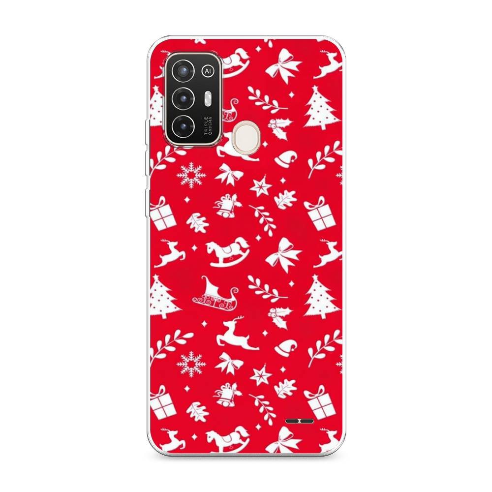 

Чехол на ZTE Blade A52 "Красный новогодний фон", Красный;белый, 136250-5