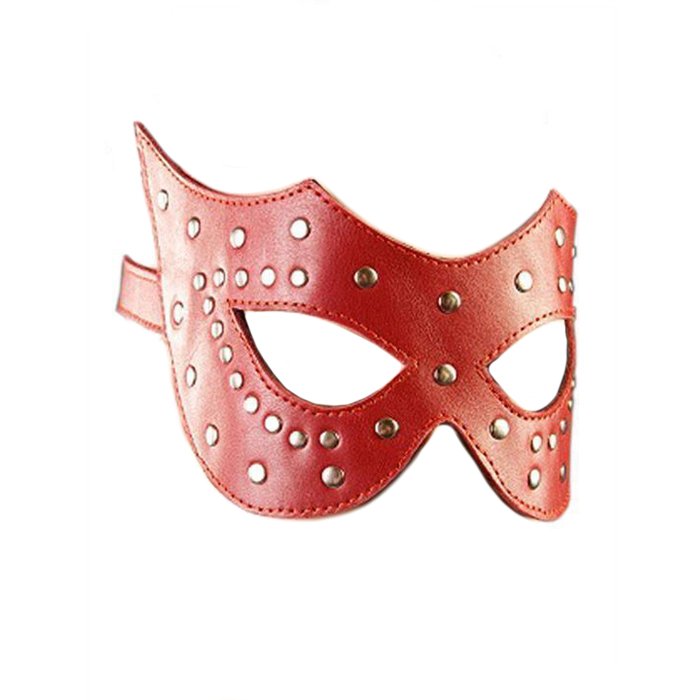 Маска Podium кожаная с заклепками красный
