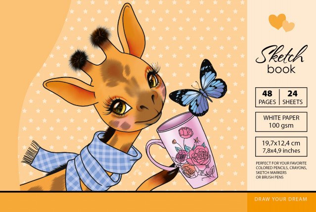 

Скетчбук Art Studio of Happiness 24 листа, 20х13 см, Giraffe - Жираф , 8168 (21550)