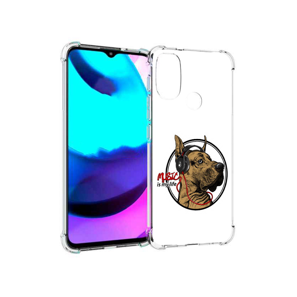 

Чехол MyPads Tocco для Motorola Moto E20 музыкальная собака (PT162039.356.490), Прозрачный, Tocco