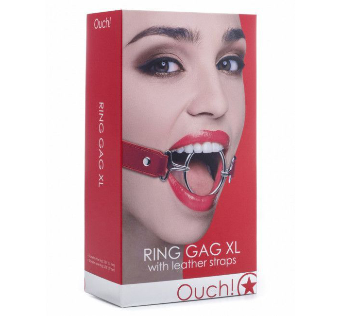 

Расширяющий кляп Shots Media Ring Gag XL с красными ремешками, Красный