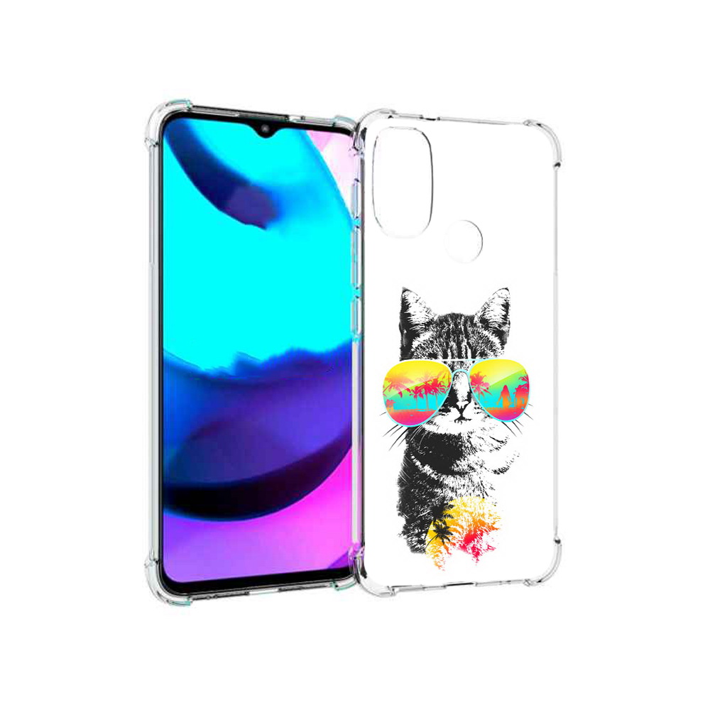 

Чехол MyPads Tocco для Motorola Moto E20 крутой кот (PT162039.356.425), Прозрачный, Tocco