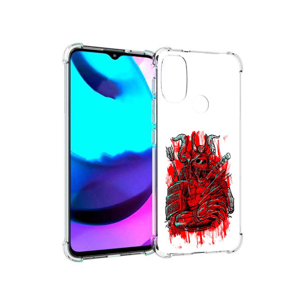 

Чехол MyPads Tocco для Motorola Moto E20 красный скелет воин (PT162039.356.413), Прозрачный, Tocco