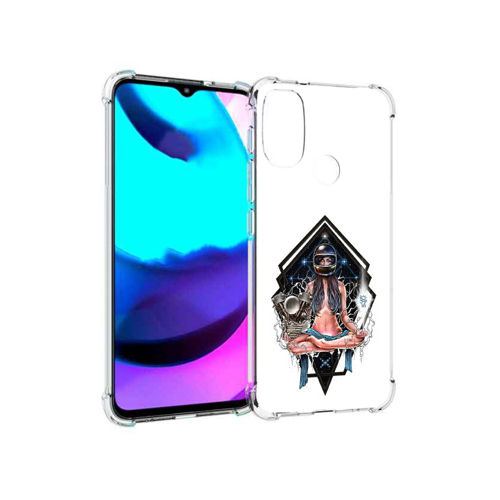 

Чехол MyPads Tocco для Motorola Moto E20 красивая девушка в шлеме (PT162039.356.406), Прозрачный, Tocco
