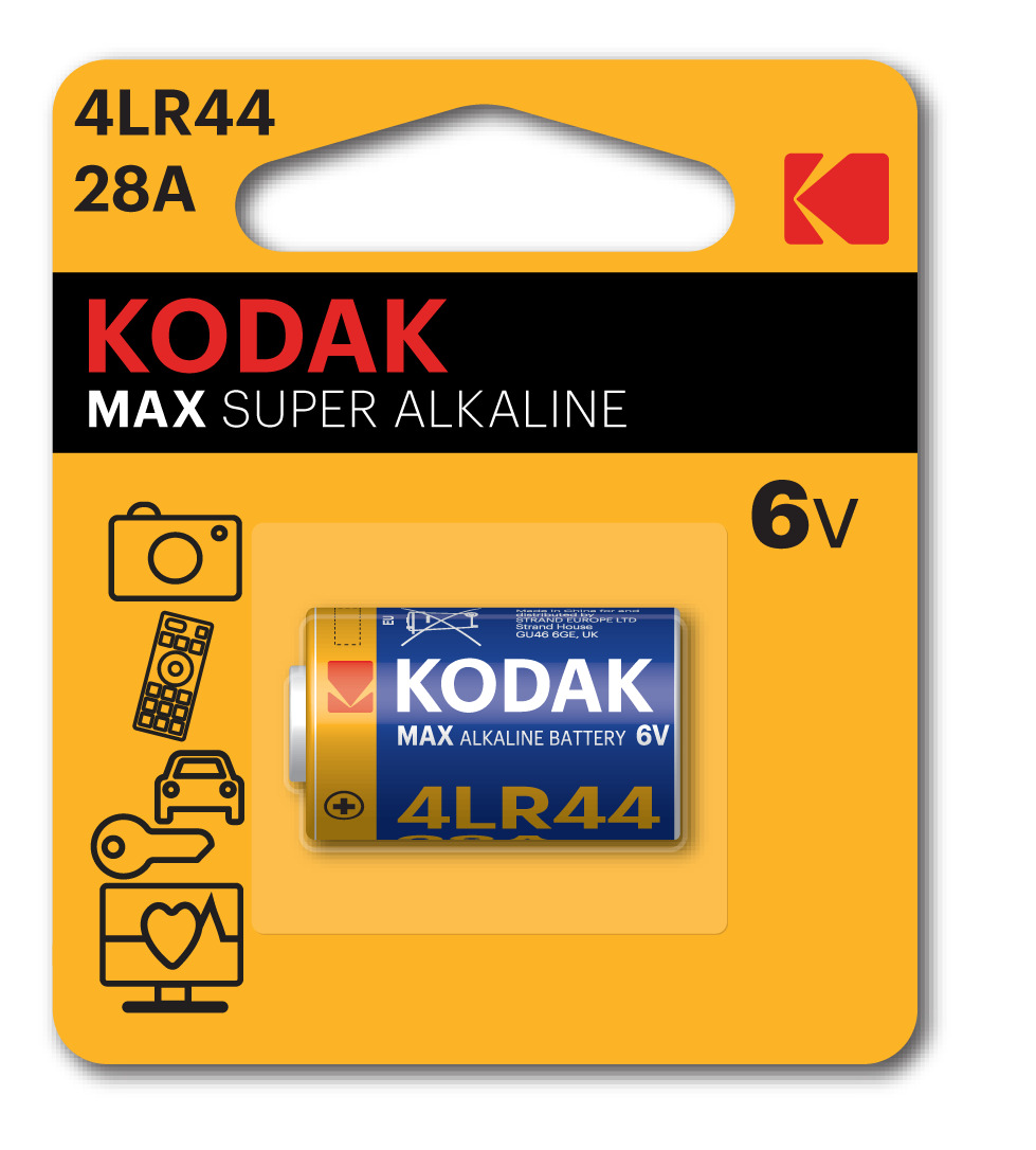 Батарейки Kodak 28A-1BL MAX SUPER Alkaline по 1шт (K28A-1, 4LR44)