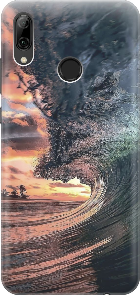 

Чехол на Honor 10 Lite/Huawei P Smart (2019) "Волна на закате", Оранжевый;синий, 5886