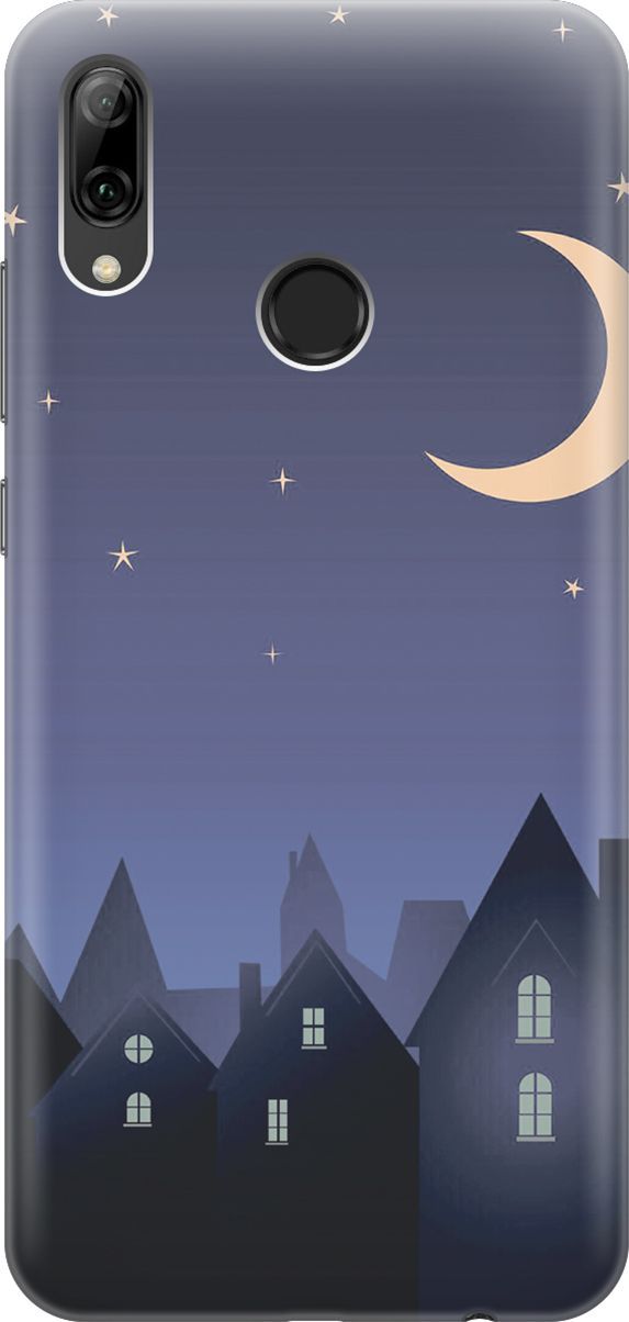 

Чехол на Honor 10 Lite/Huawei P Smart (2019) "Месяц над городом", Синий;черный, 5886