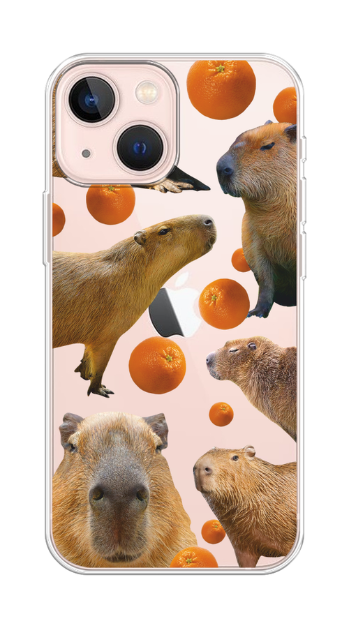

Чехол на Apple iPhone 13 mini "Капибара и апельсины", Бежевый;оранжевый, 14150-1