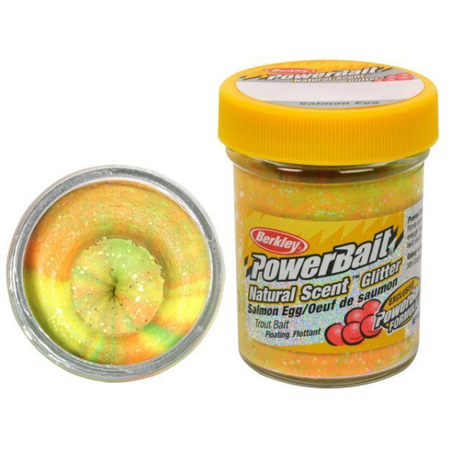 Паста форелевая Berkley PowerBait NATURAL SCENT Glitter 50gr икра лосося, радуга