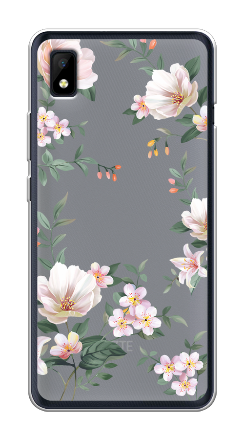 

Чехол на ZTE Blade L210 "Beautiful white flowers", Бежевый;зеленый, 134150-1