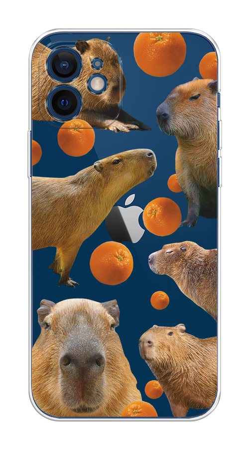 

Чехол на Apple iPhone 12 Mini "Капибара и апельсины", Бежевый;оранжевый, 12650-1