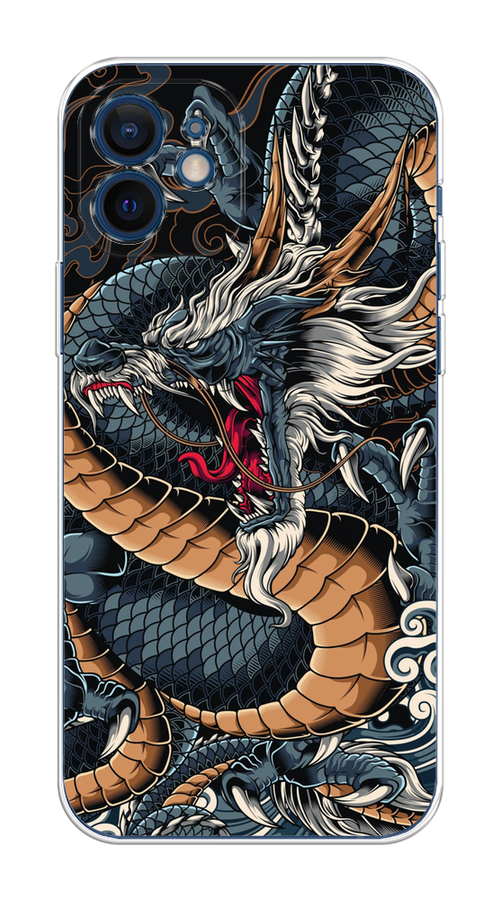 

Чехол на Apple iPhone 12 Mini "Japanese Dragon", Коричневый;черный;синий, 12650-1