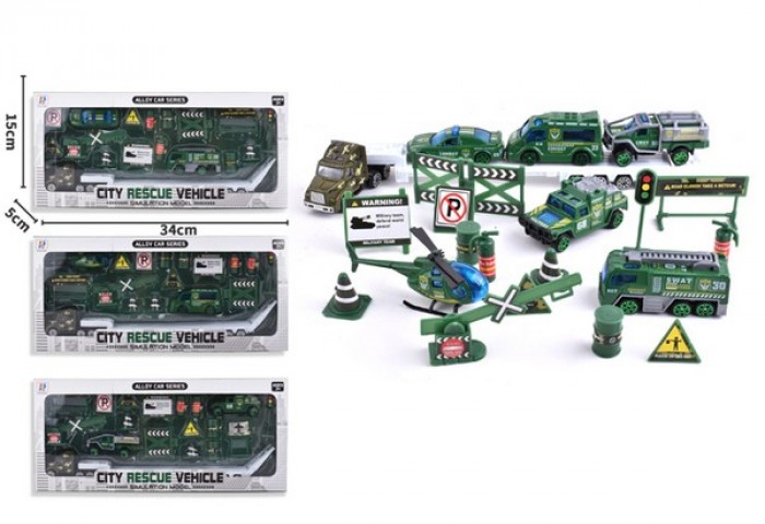 

Набор машинок Hongsheng Военный с аксессуарами в ассортименте 2396075, Зеленый, 2396075
