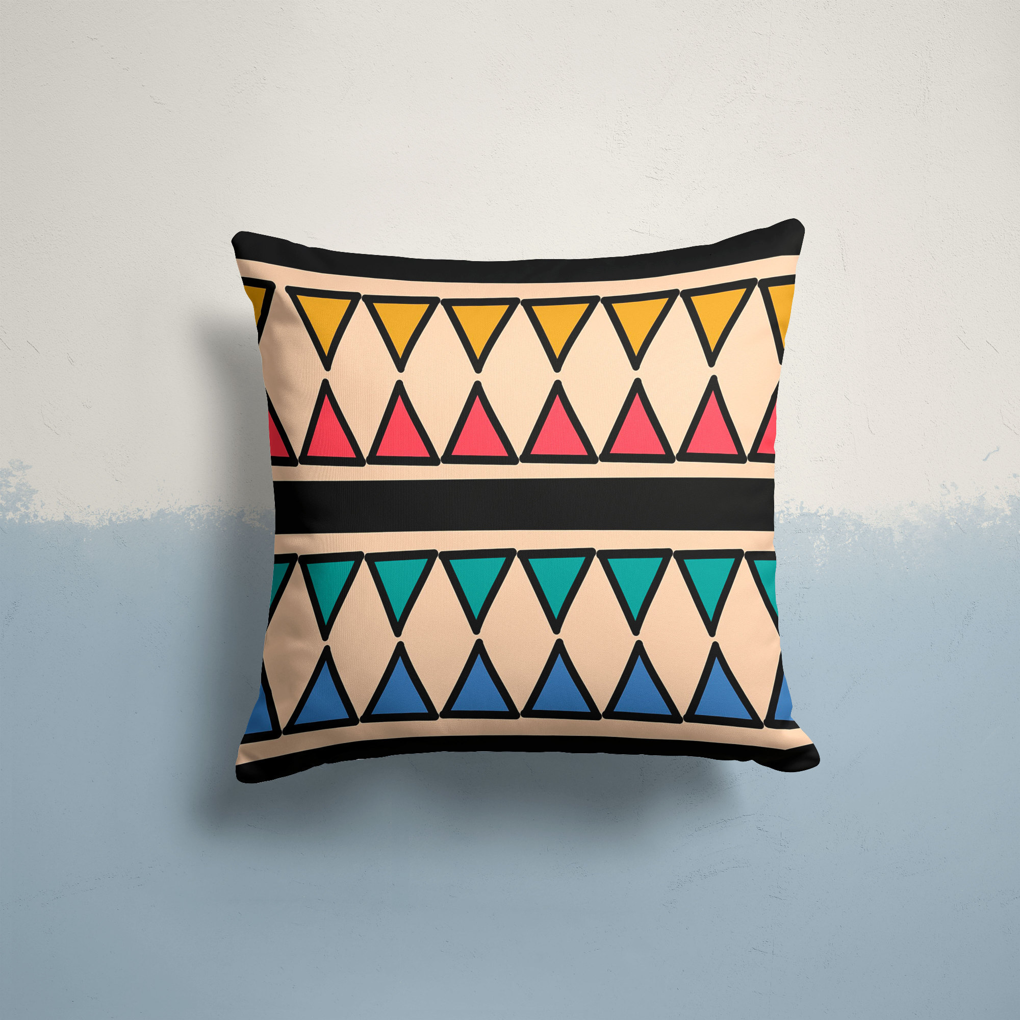 

Наволочка декоративная из габардина на молнии 45х45 см Геометрические фигуры, Разноцветный