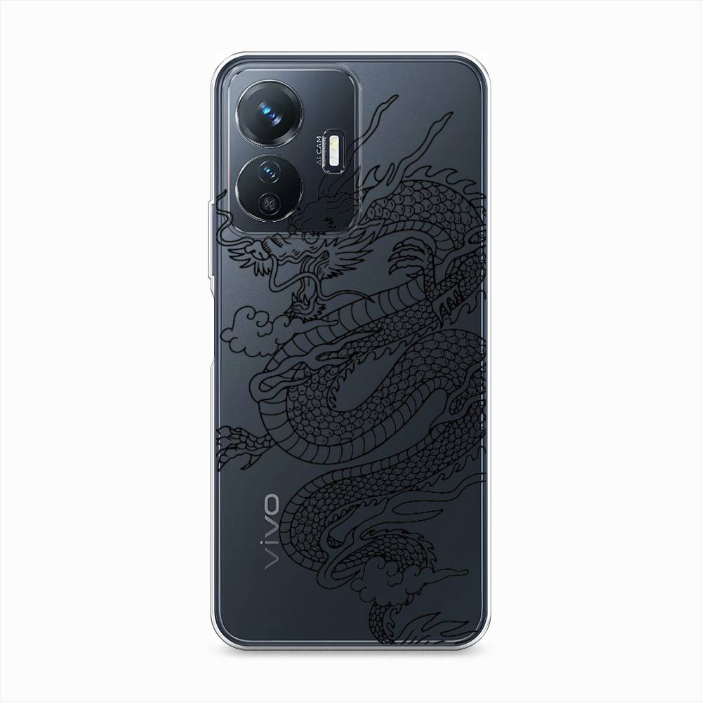 

Чехол на Vivo Y77e "Большой китайский дракон", Черный;серый, 267350-1