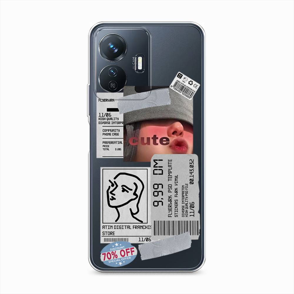 

Чехол на Vivo Y77e "Cute girl collage", Розовый;серый;голубой, 267350-6