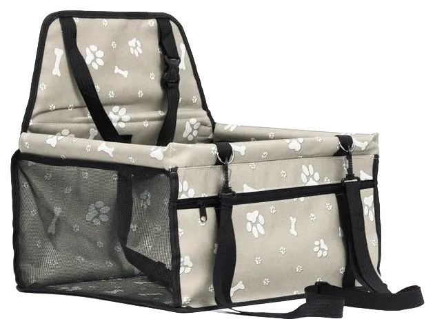 

Автокресло для животных 40*30*25 см, серое с белыми лапками и косточками, Серый