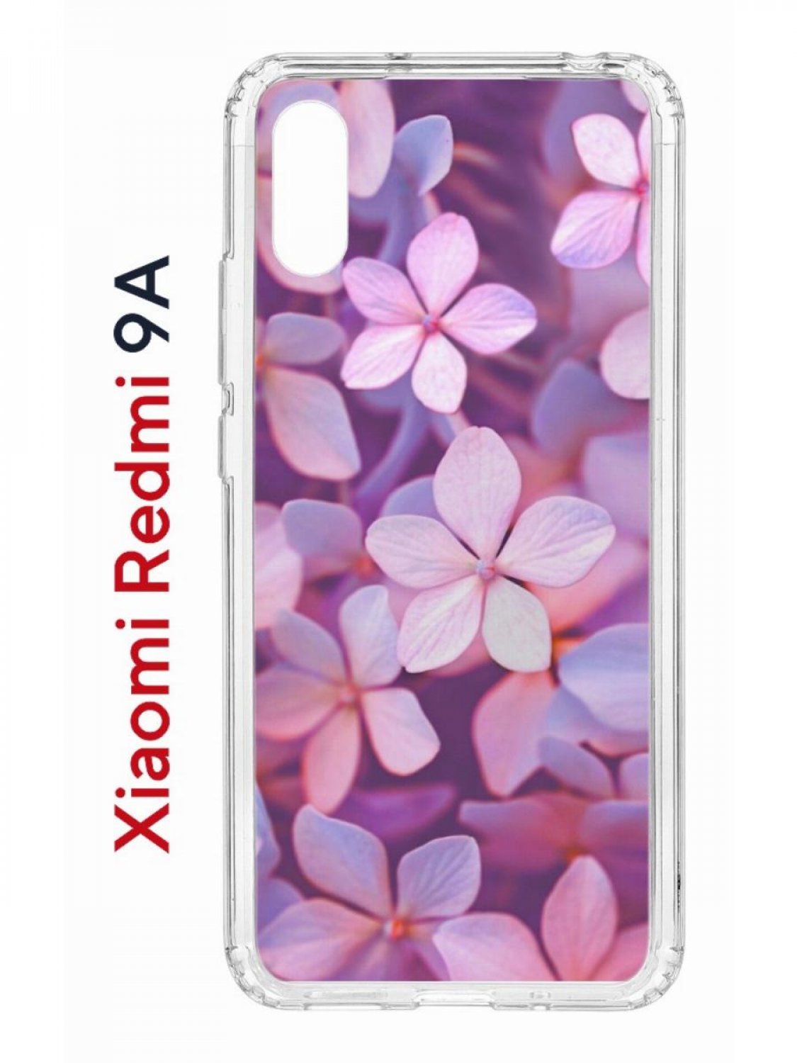 Чехол на Redmi 9A с принтом Kruche Print Гортензия,противоударный бампер,с защитой камеры