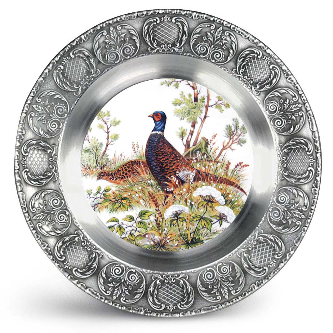 фото Декоративная тарелка artina sks фазан настенная 23 см серебристая
