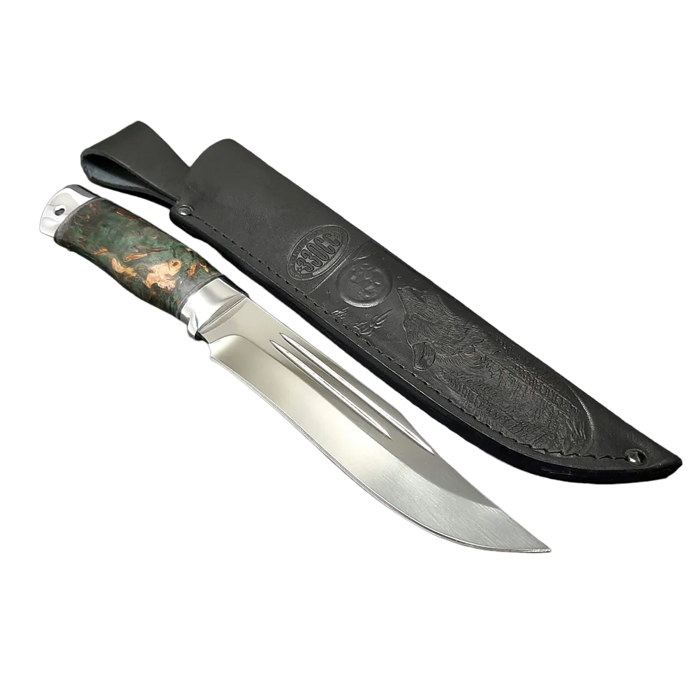 Нож ЗЗОСС Спасатель Н7, ЭИ-107,Стаб.карельская берёза,никель