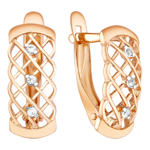

Серьги из красного золота Золотые узоры 02-7635, фианит, 02-7635