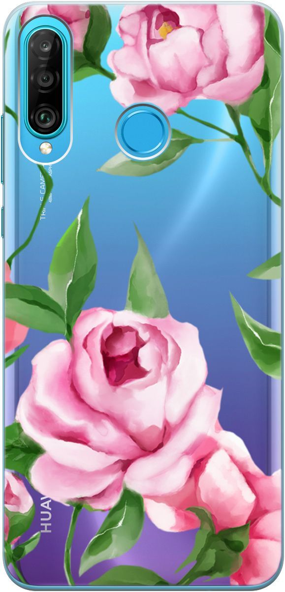 

Чехол на Honor 20 Lite/20s/Huawei P30 Lite "Amazing Peonies" прозрачный, Прозрачный;розовый, 5256