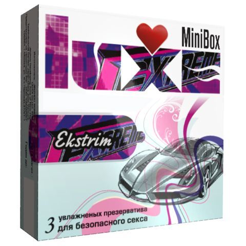 Купить Mini Box экстрим, Презервативы Luxe Mini Box Экстрим ребристые 3 шт., прозрачный, латекс