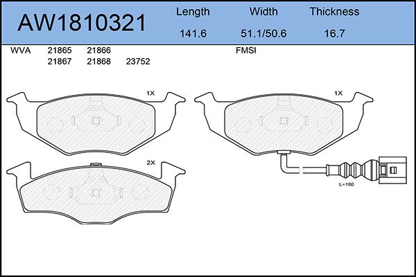 

Тормозные колодки AywiParts дисковые AW1810321