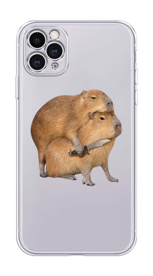 

Чехол на Apple iPhone 11 Pro "Капибара с ножом", Бежевый, 12350-1