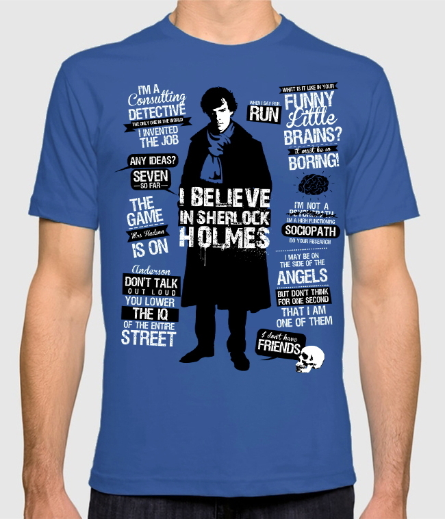 Футболка мужская DreamShirts Studio Шерлок Холмс 638-sherlock-2 синяя 3XL