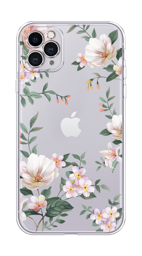 

Чехол на Apple iPhone 11 Pro Max "Beautiful white flowers", Бежевый;зеленый, 12250-1