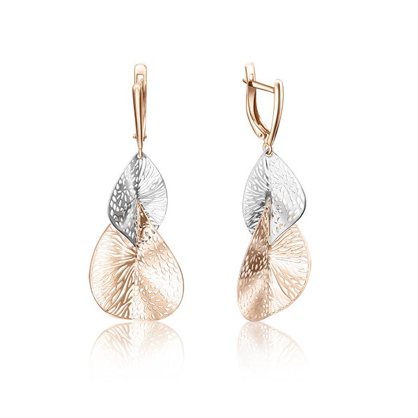 

Серьги подвески из комбинированного золота PLATINA jewelry 02-3715-00-000-1111-65, 02-3715-00-000-1111-65